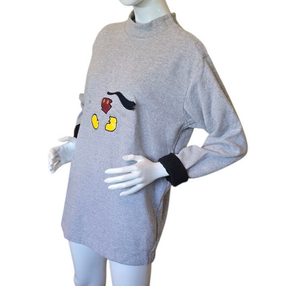 🏷️NWT - Vintage DISNEY Mickey Mouse Embroidered Scarf Sweatshirt sz L - Picture 2 of 6